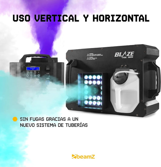BeamZ BLAZE1800 - Máquina de humo vertical y horizontal RGBA, 1800 W