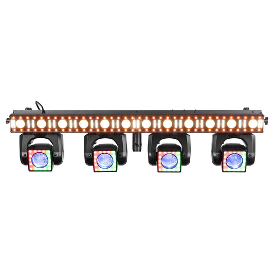 BeamZ ShowBar GO Edge - Barra con 4 Cabezas Móviles y Barra LED/Estroboscópica