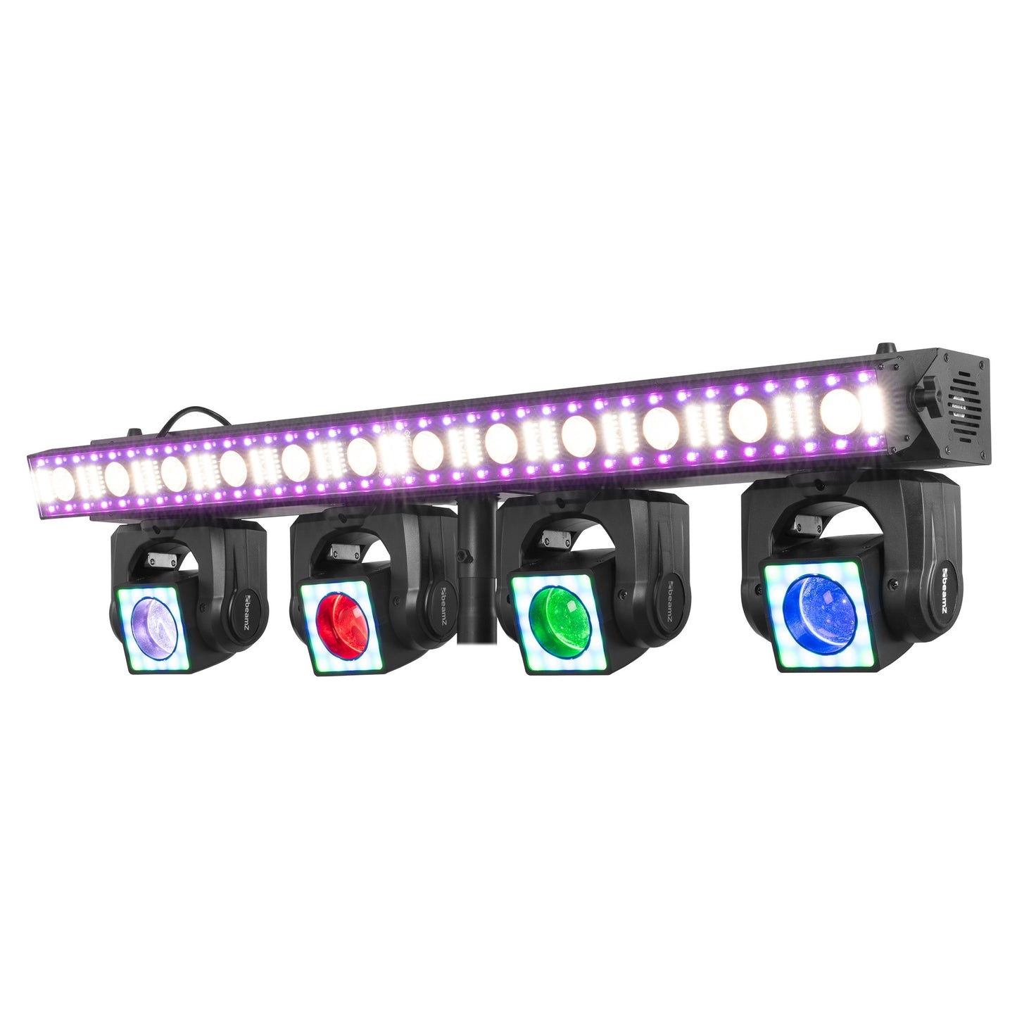 BeamZ ShowBar GO Edge - Barra con 4 Cabezas Móviles y Barra LED/Estroboscópica