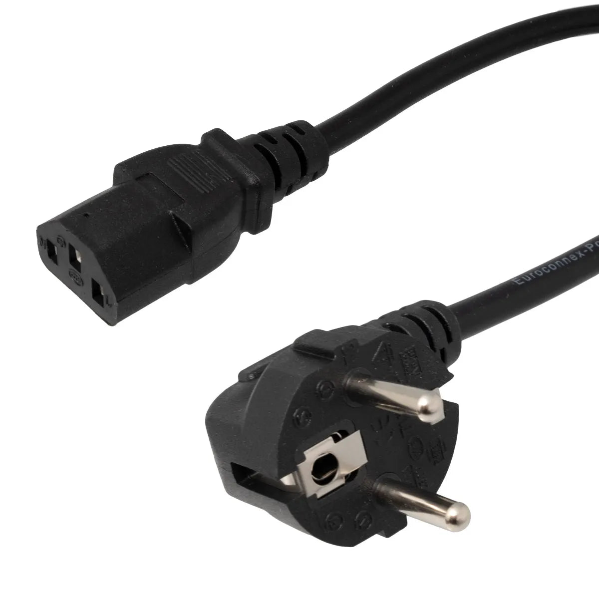 Cable de alimentación negro EUROCONNEX 1735 con conectores Schuko macho e IEC C13 hembra