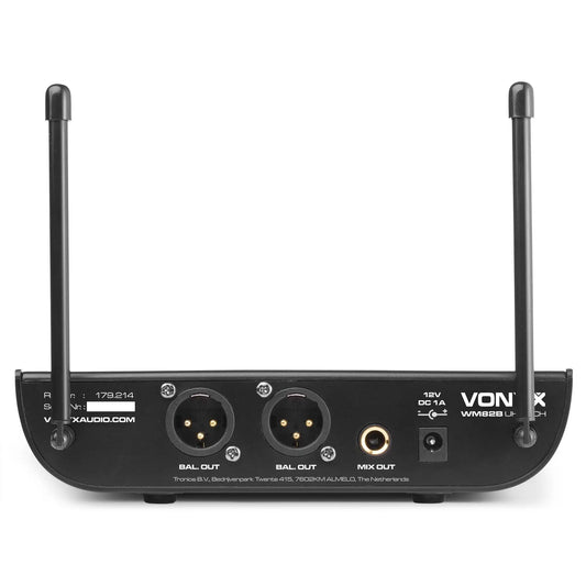 Vonyx WM82B Sistema Inalámbrico UHF de 2 Canales con 2 Petacas