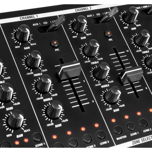 PDZM700 mezclador de 6 canales con 4 zonas