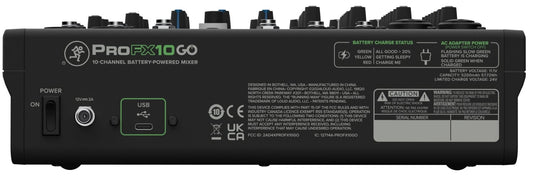 Mackie ProFX10 GO - Mesa de Mezclas Portátil 10 Canales con Batería y Bluetooth
