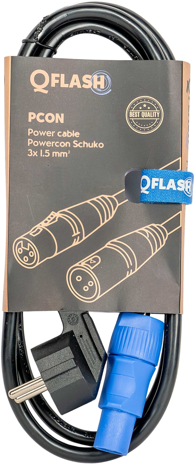 QFLASH PCON15 Cable Schuko a PowerCON de 1,5 m