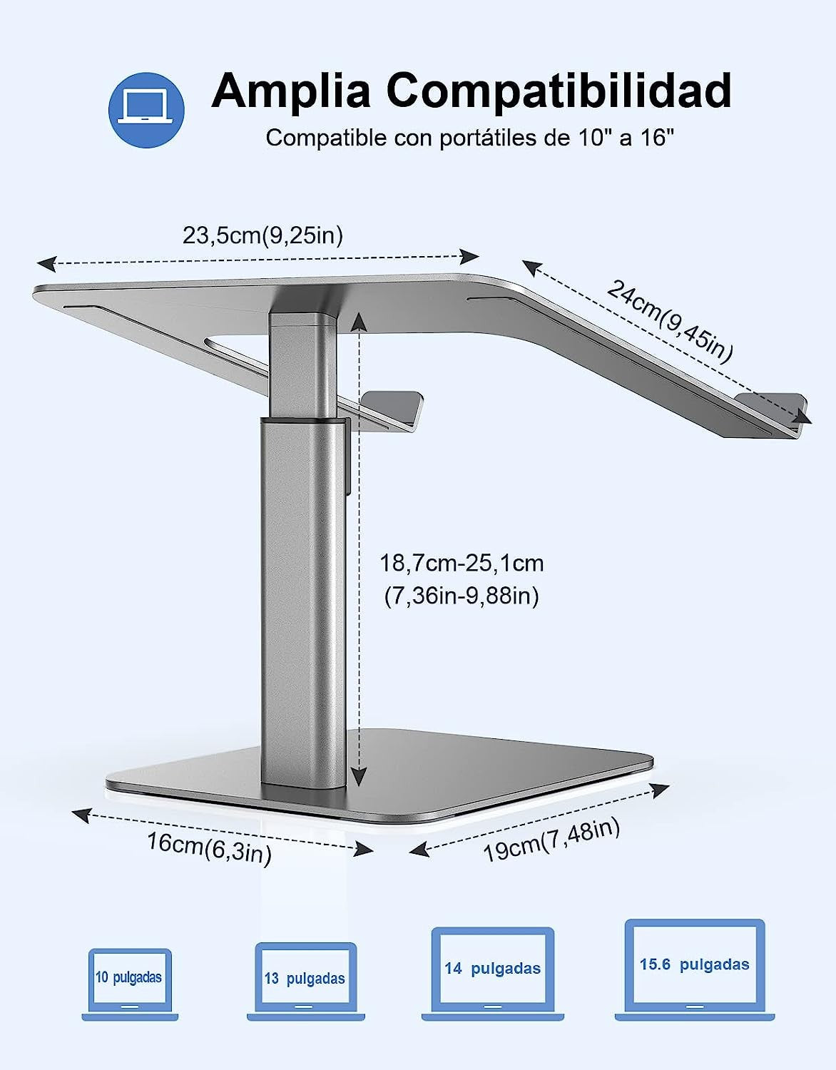 Soporte Portatil Mesa con 8 Alturas Ajustables,