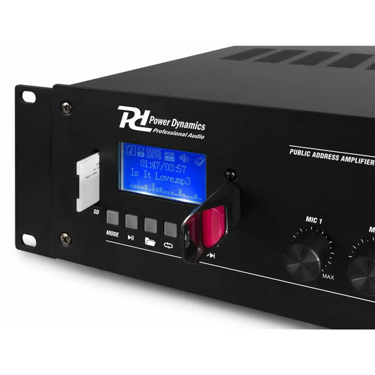 Power Dynamics PRM360 Mezclador Amplificador 100V 6 Canales 4-Zonas 360W