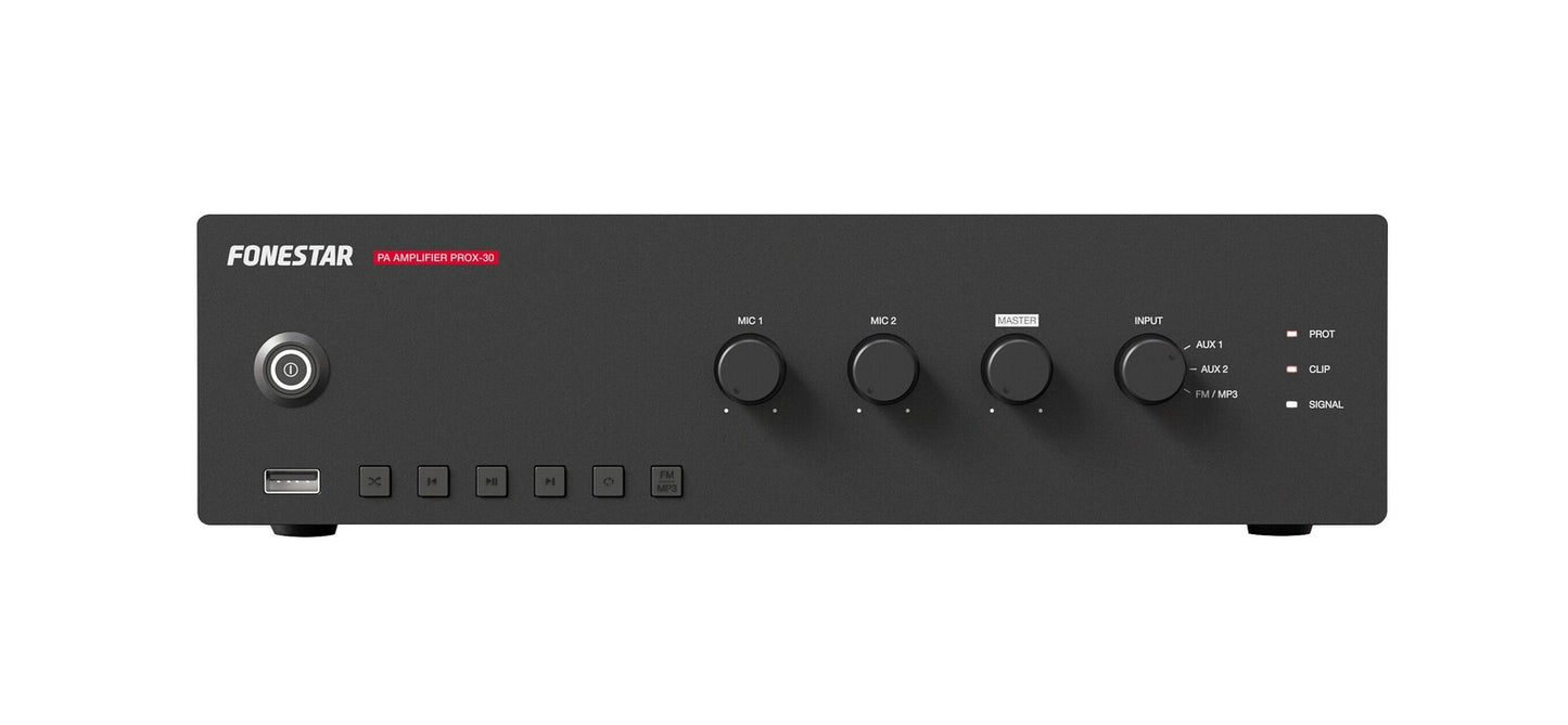 PROX 30.Amplificador de megafonía con reproductor USB/FM