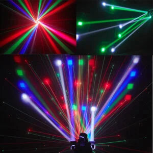 Cabeza Móvil DJ Beam 3 en 1 48W con Láser Rojo y Verde