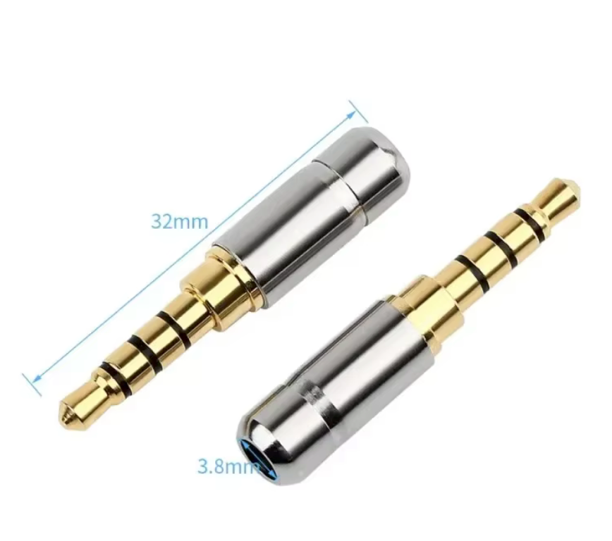 Mini jack 3,5mm 4 polos metalico Color plata