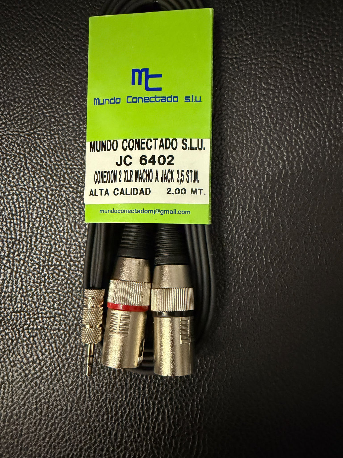 Cable 2 XLR Macho a Mini Jack 3,5 mm Estéreo, 2 m, Hecho a Mano
