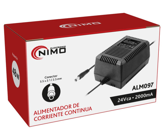 Alimentador Estabilizado 24V 2A | NIMO ALM097 | Jack 5,5x2,0mm Corriente Continua