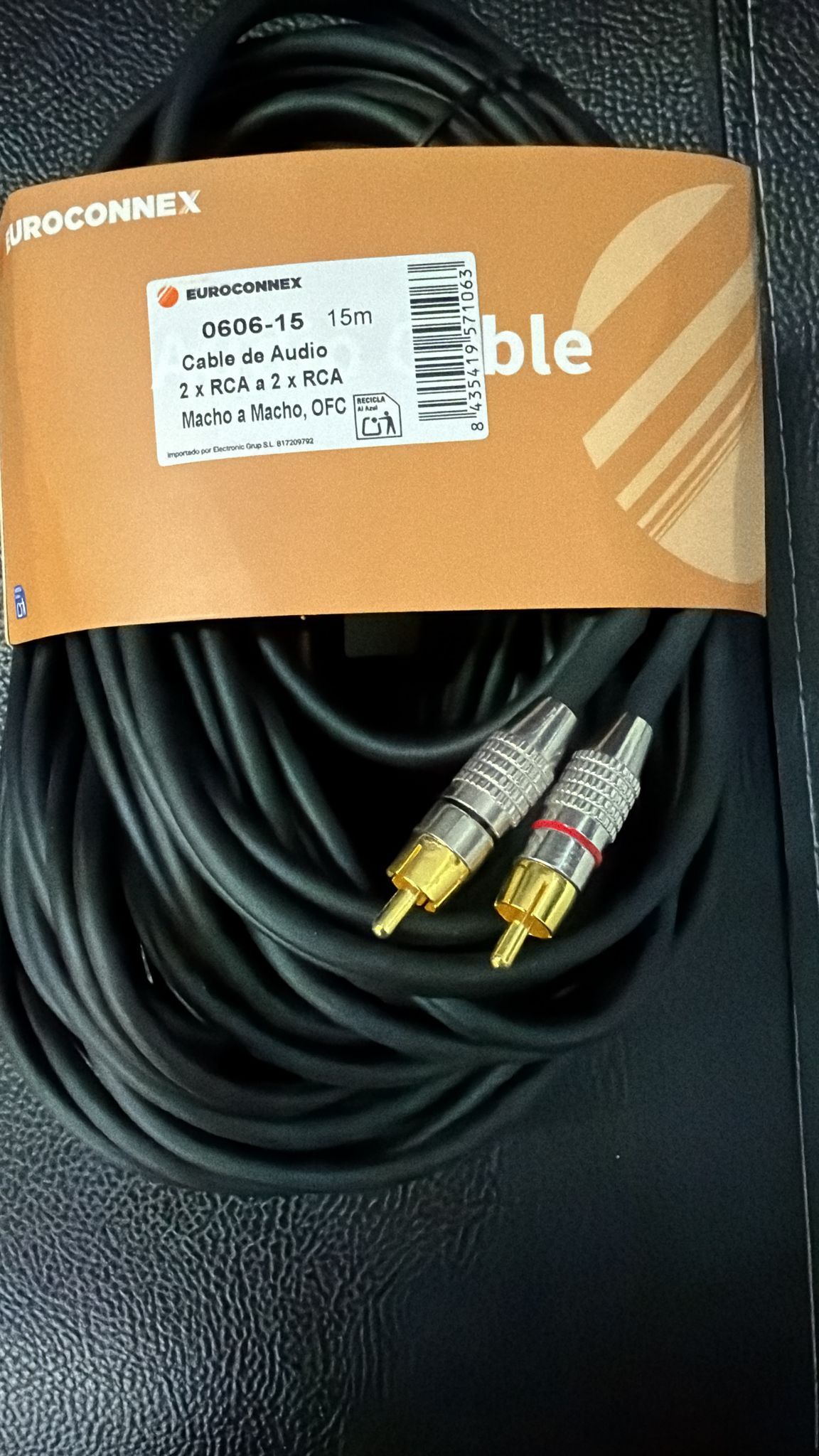 Euroconnex 0606-15 - Cable 2xRCA Macho a 2xRCA Macho OFC 15m | Conectores Dorados