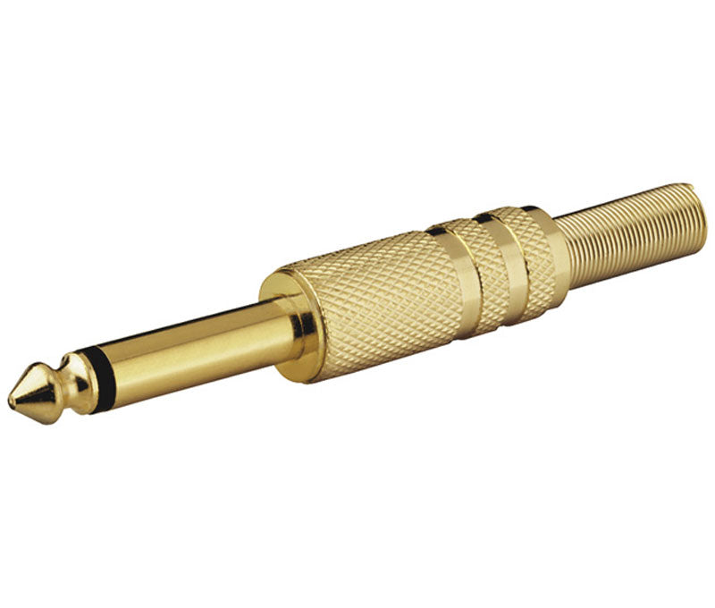 Jack Macho Mono 6,3mm Dorado con Protector de Cable NIMO