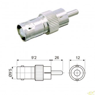 Adaptador BNC hembra a RCA macho, metálico