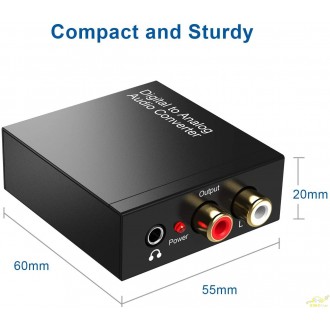 Convertidor audio digital fibra optica a rca y toma auriculares