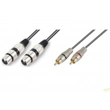 2M Cable 2 XLR hembra a 2 RCA macho de 2 metros.