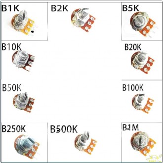 Potenciometro rotatorio eje 15mm diferentes valores