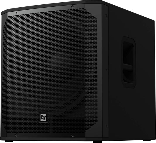 Electro-Voice EVIVA 18SP negro, vista frontal y lateral con asa