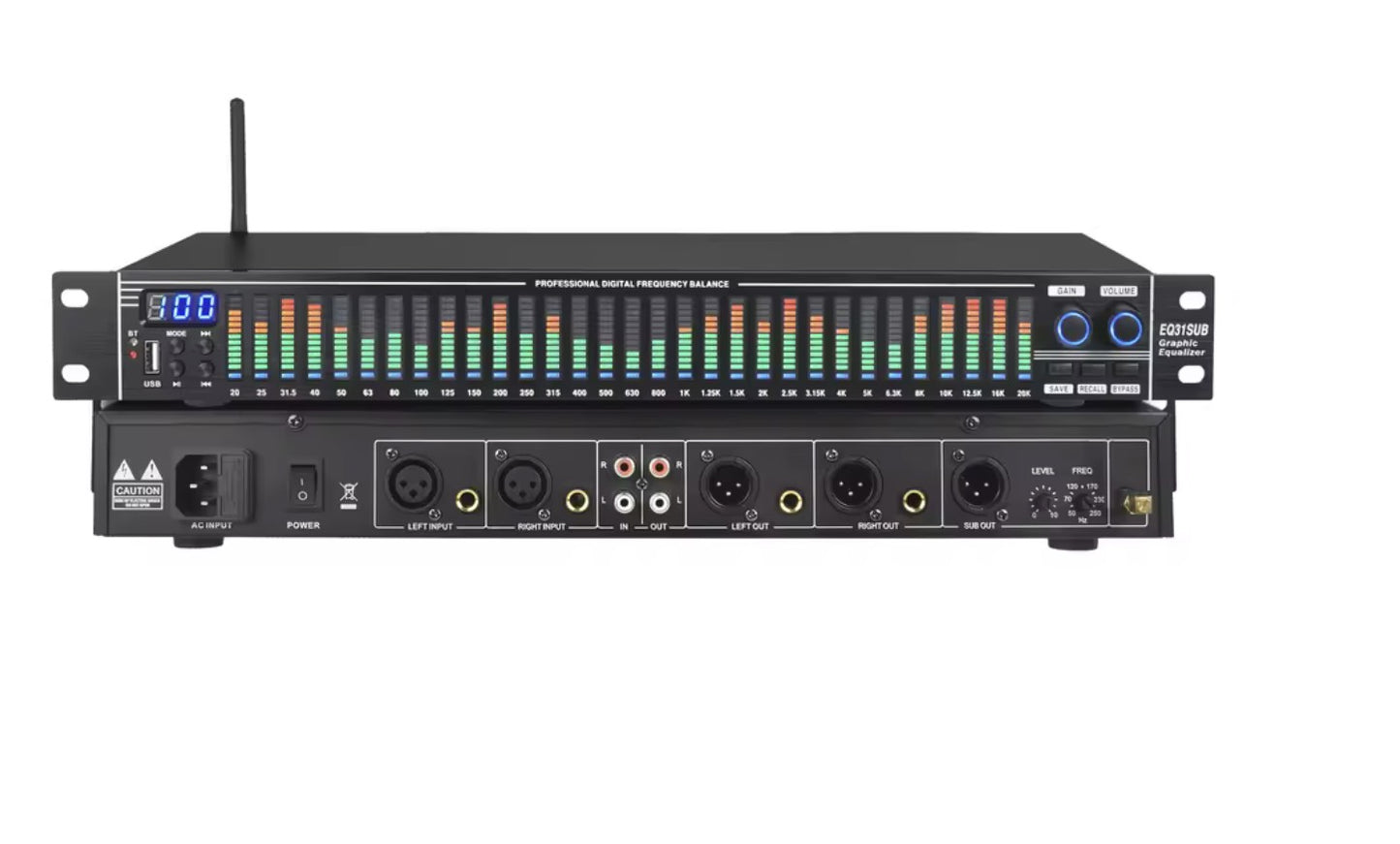 Ecualizador 31 bandas receptor Bluetooth Y Usb , Salida de sub