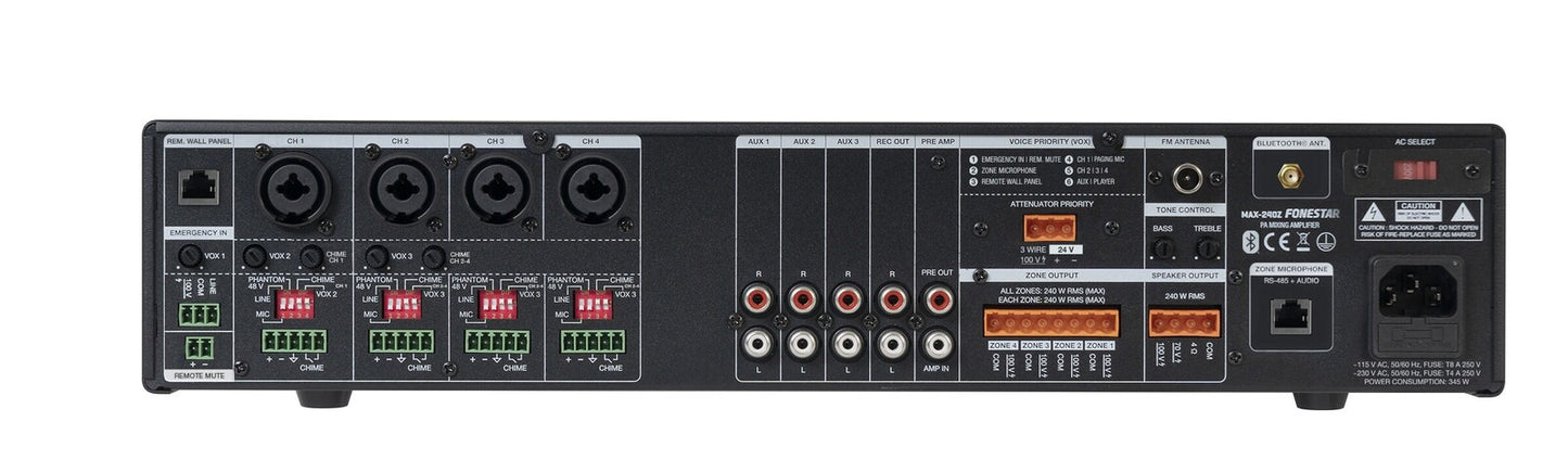MAX-240Z Amplificador de megafonía multizona