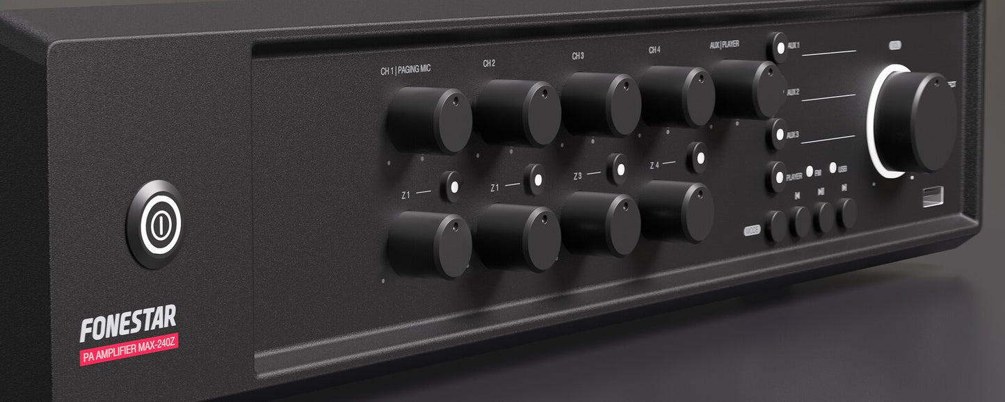 MAX-240Z Amplificador de megafonía multizona