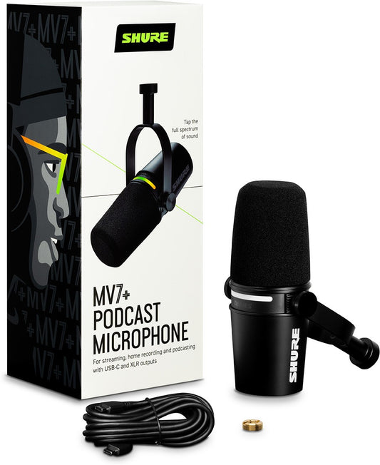 SHURE MV7+ Micrófono dinámico XLR / USB-c de calidad profesional