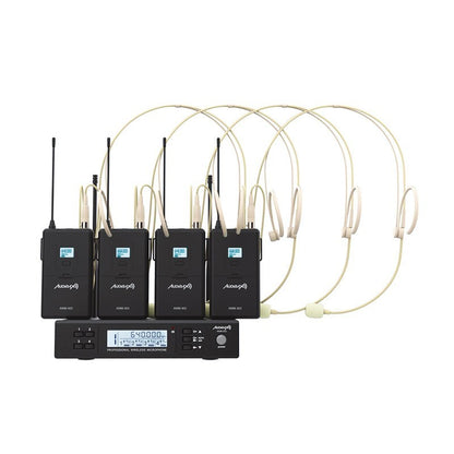 Audibax AWM 403 Sistema Inalámbrico Micrófono Diadema de 4 Canales UHF
