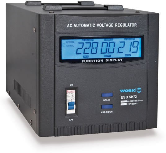 Estabilizador de tensión. Carga 5000 VA. 140/250V AC