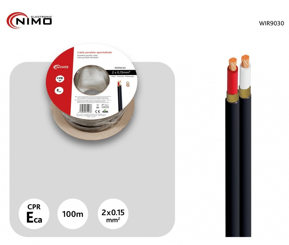 WIR9030 CABLE PARALELO APANTALLADO, NEGRO 100M