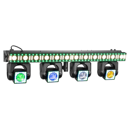 BeamZ ShowBar GO Edge - Barra con 4 Cabezas Móviles y Barra LED/Estroboscópica