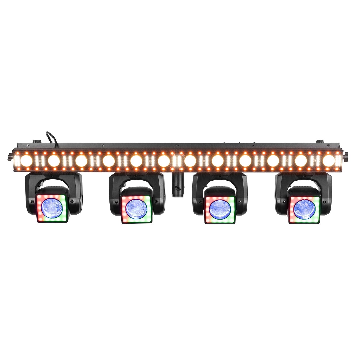 BeamZ ShowBar GO Edge - Barra con 4 Cabezas Móviles y Barra LED/Estroboscópica