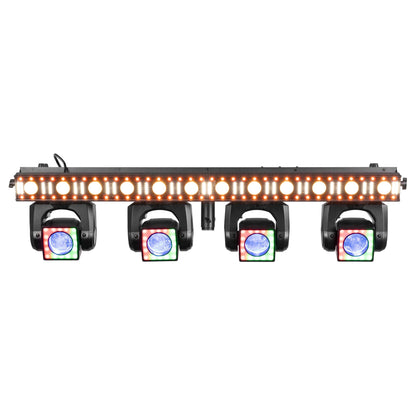 BeamZ ShowBar GO Edge - Barra con 4 Cabezas Móviles y Barra LED/Estroboscópica