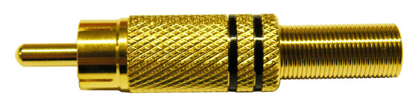 Euroconnex 1632 - Conector RCA Macho Dorado con Líneas Negras