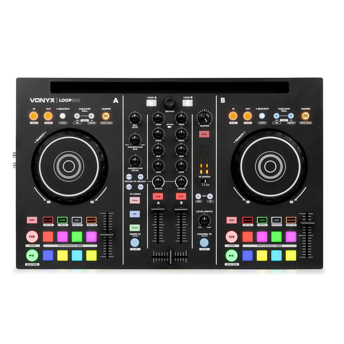 Vonyx Loop300 – Controlador MIDI DJ de 2 canales, 8 pads, Efectos, salida RCA