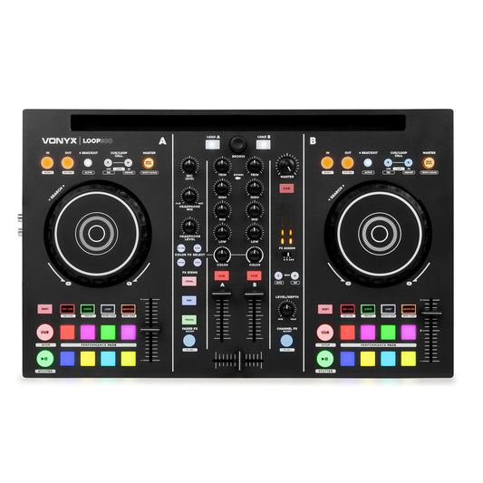 Vonyx Loop300 – Controlador MIDI DJ de 2 canales, 8 pads, Efectos, salida RCA