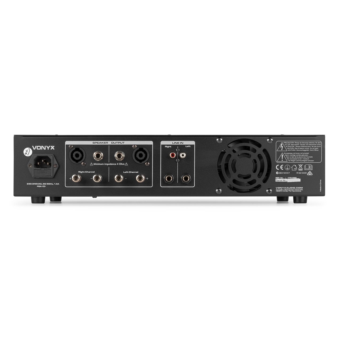 Vonyx VPA300 Amplificador PA Estéreo 2x150W con BT y Reproductor Multimedia USB/SD