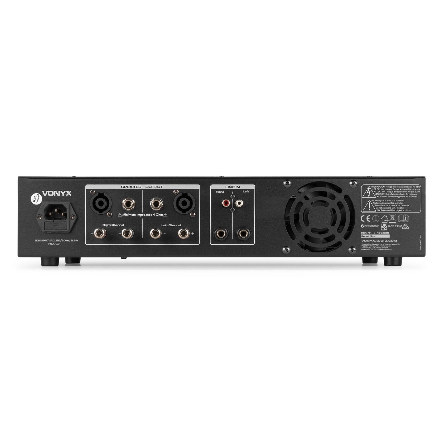 Vonyx VPA600 Amplificador PA Estéreo 2x300W con BT y Reproductor Multimedia USB/SD
