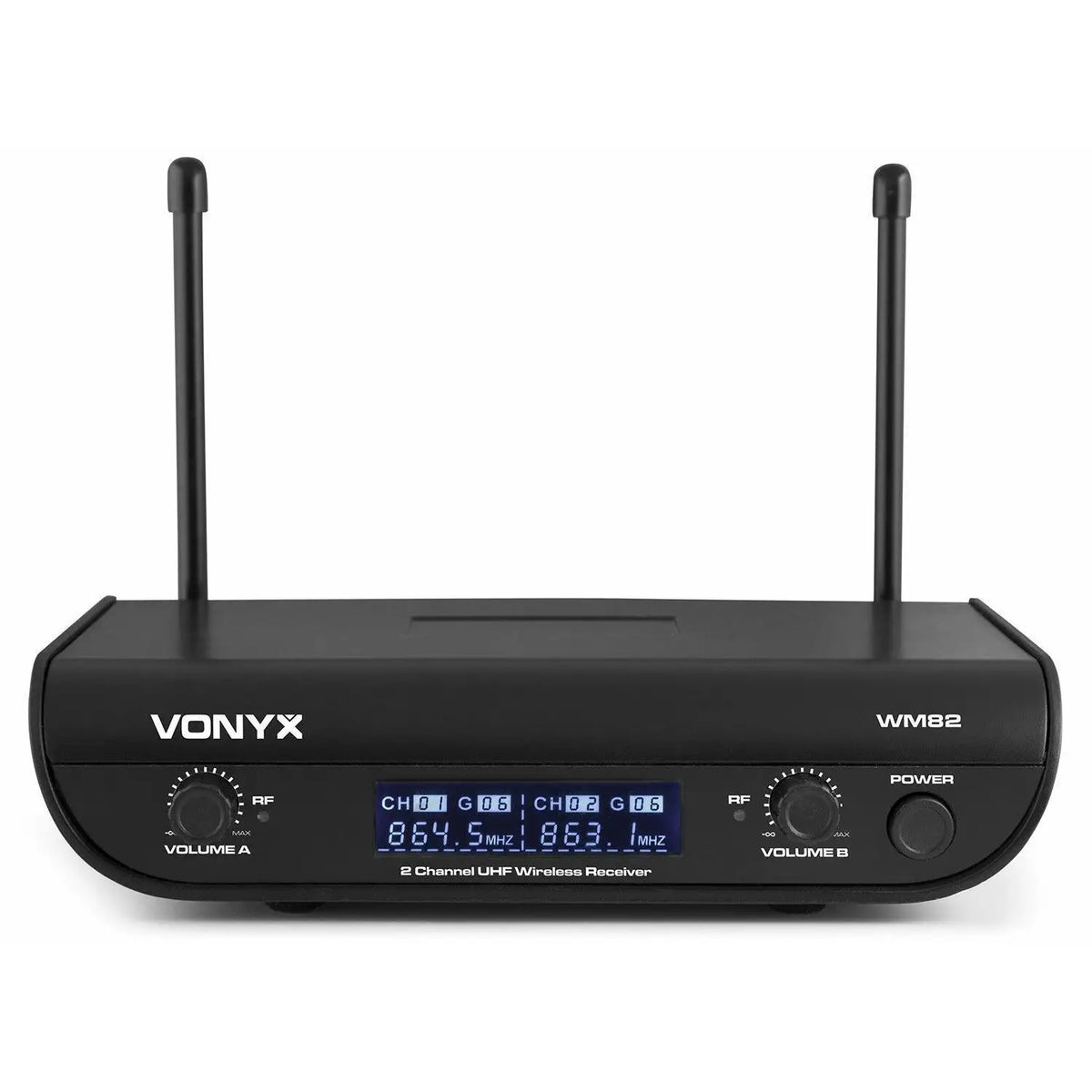 Vonyx WM82B Sistema Inalámbrico UHF de 2 Canales con 2 Petacas