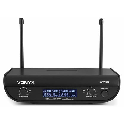 Vonyx WM82B Sistema Inalámbrico UHF de 2 Canales con 2 Petacas