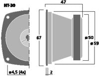 Tweeter de pabellón 50 w Rms