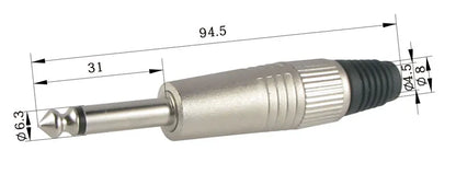 Conector Jack 6,4mm Mono Macho Aéreo