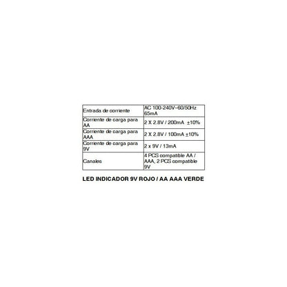Cargador Baterias 9 V R6 Y R3
