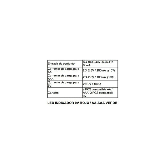Cargador Baterias 9 V R6 Y R3