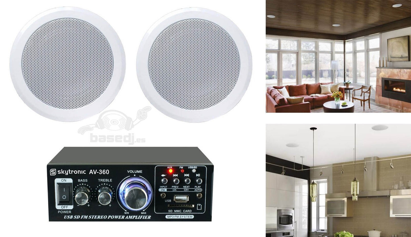 Altavoces de techo 6"1/2 + Amplificador con USB