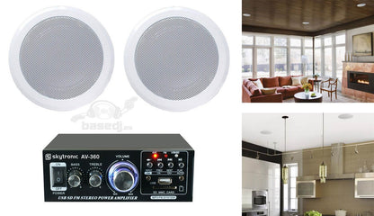 Altavoces de techo 6"1/2 + Amplificador con USB