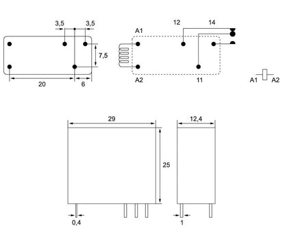 Mini-relé standard 12v 1 Circuito
