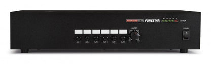 Amplificador de megafonía con selector de 6 entradas auxiliares y micro