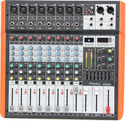 Mesa de Mezclas 8 Canales Usb Mp3 Y Bluetooth