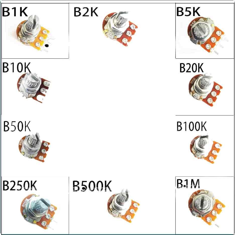 Potenciometro rotatorio eje 15mm diferentes valores