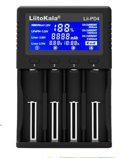 Cargador 4 Baterias De Litio Con Pantalla
